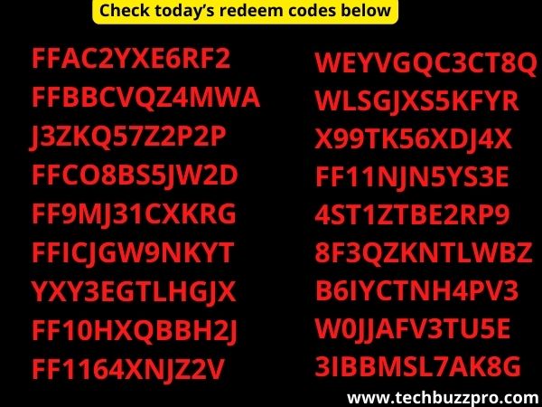 Garena Free Fire MAX Redeem Codes